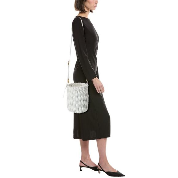 Michael Kors Collection Julie Woven Leather Bucket Bag, White - Picture 4 of 4